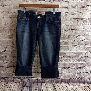 Gap Blue Denim Medium Wash Cuffed Capris